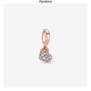 Pandora Light Blue Pav?? Tilted Heart Dangle Charm